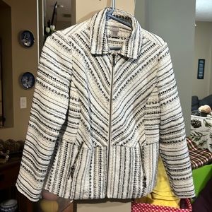 NWOT Chico’s Striped Tweed Jacket